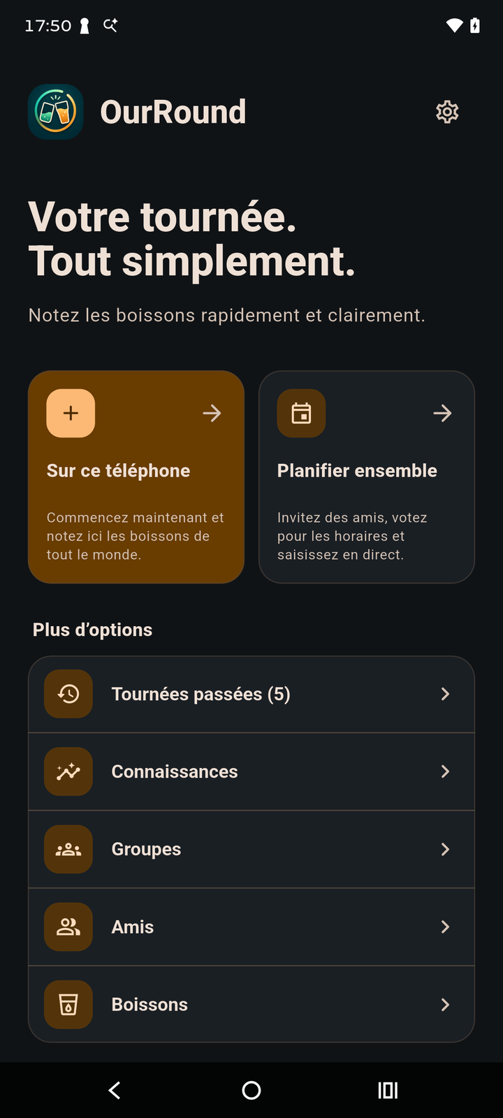 Écran d’accueil de OurRound